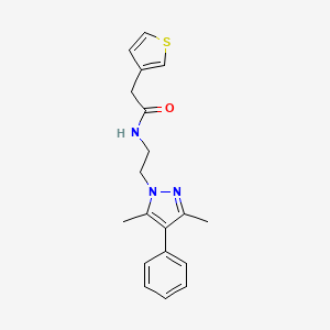 molecular formula C19H21N3OS B2528344 N-(2-(3,5-dimethyl-4-phenyl-1H-pyrazol-1-yl)ethyl)-2-(thiophen-3-yl)acetamide CAS No. 2034369-96-3