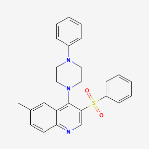 molecular formula C26H25N3O2S B2528355 6-Methyl-4-(4-phenylpiperazin-1-yl)-3-(phenylsulfonyl)quinoline CAS No. 866845-16-1