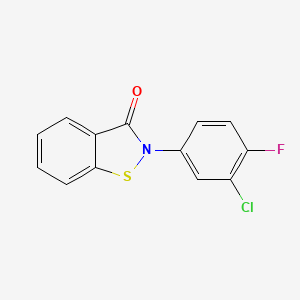 molecular formula C13H7ClFNOS B2528359 2-(3-氯-4-氟苯基)-2,3-二氢-1,2-苯并噻唑-3-酮 CAS No. 565166-89-4