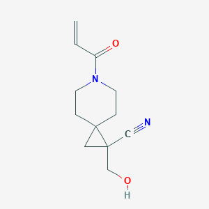 molecular formula C12H16N2O2 B2528363 2-(Hydroxymethyl)-6-prop-2-enoyl-6-azaspiro[2.5]octane-2-carbonitrile CAS No. 2305415-08-9