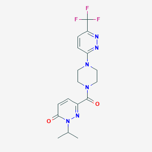 molecular formula C17H19F3N6O2 B2528377 2-Propan-2-yl-6-[4-[6-(trifluoromethyl)pyridazin-3-yl]piperazine-1-carbonyl]pyridazin-3-one CAS No. 2380097-40-3