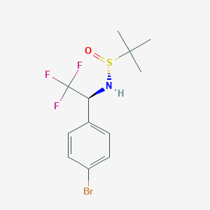 molecular formula C12H15BrF3NOS B2528383 (R)-N-((S)-1-(4-溴苯基)-2,2,2-三氟乙基)-2-甲基丙烷-2-磺酰胺 CAS No. 336105-31-8