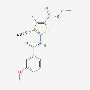 molecular formula C17H16N2O4S B252840 Ethyl 4-cyano-5-(3-methoxybenzamido)-3-methylthiophene-2-carboxylate 