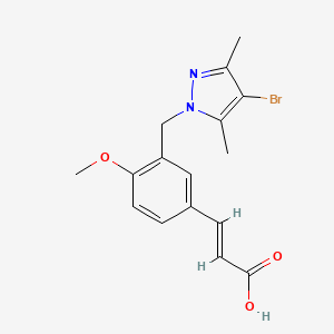 (2E)-3-{3-[(4-bromo-3,5-dimethyl-1H-pyrazol-1-yl)methyl]-4-methoxyphenyl}prop-2-enoic acid