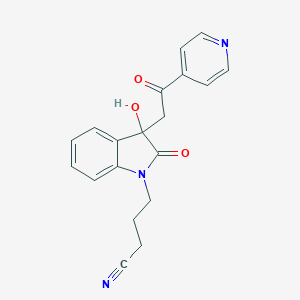 molecular formula C19H17N3O3 B252846 4-{3-hydroxy-2-oxo-3-[2-oxo-2-(4-pyridinyl)ethyl]-2,3-dihydro-1H-indol-1-yl}butanenitrile 