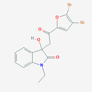 molecular formula C16H13Br2NO4 B252847 3-[2-(4,5-dibromofuran-2-yl)-2-oxoethyl]-1-ethyl-3-hydroxy-1,3-dihydro-2H-indol-2-one 