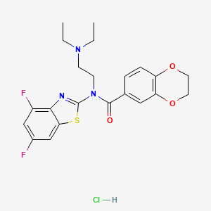 molecular formula C22H24ClF2N3O3S B2528472 N-(2-(diethylamino)ethyl)-N-(4,6-difluorobenzo[d]thiazol-2-yl)-2,3-dihydrobenzo[b][1,4]dioxine-6-carboxamide hydrochloride CAS No. 1321840-47-4