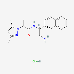 molecular formula C20H25ClN4O B2528478 N-(2-Amino-1-naphthalen-2-ylethyl)-2-(3,5-dimethylpyrazol-1-yl)propanamide;hydrochloride CAS No. 2418644-39-8