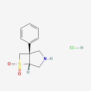 molecular formula C11H14ClNO2S B2528479 (1S,5R)-1-Phenyl-6lambda6-thia-3-azabicyclo[3.2.0]heptane 6,6-dioxide;hydrochloride CAS No. 2490323-07-2