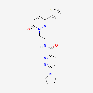 molecular formula C19H20N6O2S B2528484 N-(2-(6-oxo-3-(thiophen-2-yl)pyridazin-1(6H)-yl)ethyl)-6-(pyrrolidin-1-yl)pyridazine-3-carboxamide CAS No. 1396785-36-6