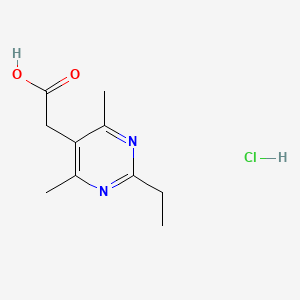 molecular formula C10H15ClN2O2 B2528490 2-(2-乙基-4,6-二甲基嘧啶-5-基)乙酸盐酸盐 CAS No. 2094145-48-7