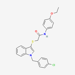 molecular formula C25H23ClN2O2S B2528494 2-[1-[(4-chlorophenyl)methyl]indol-3-yl]sulfanyl-N-(4-ethoxyphenyl)acetamide CAS No. 450349-59-4