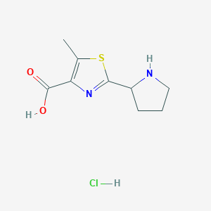 molecular formula C9H13ClN2O2S B2528506 5-甲基-2-吡咯烷-2-基-1,3-噻唑-4-羧酸;盐酸盐 CAS No. 2137530-65-3