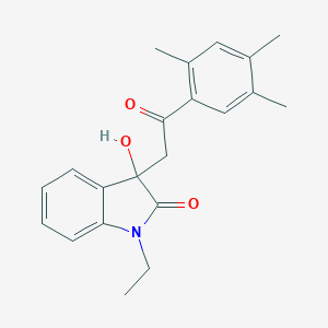 molecular formula C21H23NO3 B252851 1-ethyl-3-hydroxy-3-[2-oxo-2-(2,4,5-trimethylphenyl)ethyl]-1,3-dihydro-2H-indol-2-one 
