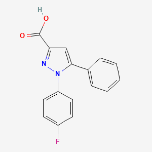 molecular formula C16H11FN2O2 B2528534 1-(4-fluorophenyl)-5-phenyl-1H-pyrazole-3-carboxylic acid CAS No. 477712-40-6