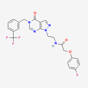 molecular formula C23H19F4N5O3 B2528536 2-(4-fluorophenoxy)-N-(2-(4-oxo-5-(3-(trifluoromethyl)benzyl)-4,5-dihydro-1H-pyrazolo[3,4-d]pyrimidin-1-yl)ethyl)acetamide CAS No. 922847-14-1
