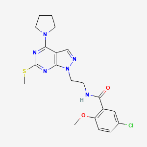 molecular formula C20H23ClN6O2S B2528541 5-氯-2-甲氧基-N-(2-(6-(甲硫基)-4-(吡咯烷-1-基)-1H-吡唑并[3,4-d]嘧啶-1-基)乙基)苯甲酰胺 CAS No. 941942-09-2