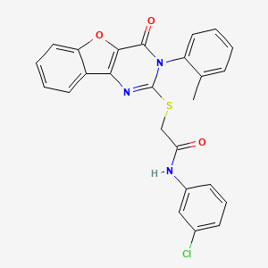 molecular formula C25H18ClN3O3S B2528542 N-(3-氯苯基)-2-((4-氧代-3-(邻甲苯基)-3,4-二氢苯并呋喃[3,2-d]嘧啶-2-基)硫代)乙酰胺 CAS No. 895649-41-9