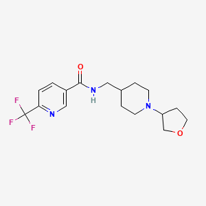 molecular formula C17H22F3N3O2 B2528545 N-((1-(tetrahydrofuran-3-yl)piperidin-4-yl)methyl)-6-(trifluoromethyl)nicotinamide CAS No. 2034290-16-7