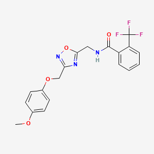 N-((3-((4-methoxyphenoxy)methyl)-1,2,4-oxadiazol-5-yl)methyl)-2-(trifluoromethyl)benzamide