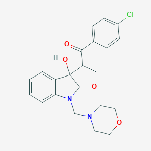 molecular formula C22H23ClN2O4 B252855 3-[1-(4-chlorophenyl)-1-oxopropan-2-yl]-3-hydroxy-1-(morpholin-4-ylmethyl)-1,3-dihydro-2H-indol-2-one 
