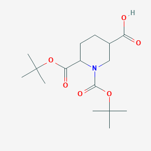 molecular formula C16H27NO6 B2528574 1,6-Bis[(tert-butoxy)carbonyl]piperidine-3-carboxylic acid CAS No. 1989659-17-7