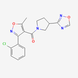 molecular formula C17H15ClN4O3 B2528588 (3-(1,2,4-Oxadiazol-3-yl)pyrrolidin-1-yl)(3-(2-chlorophenyl)-5-methylisoxazol-4-yl)methanone CAS No. 2034286-14-9