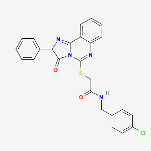 molecular formula C25H19ClN4O2S B2528590 N-(4-chlorobenzyl)-2-((3-oxo-2-phenyl-2,3-dihydroimidazo[1,2-c]quinazolin-5-yl)thio)acetamide CAS No. 1053083-14-9