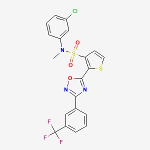 molecular formula C20H13ClF3N3O3S2 B2528592 N-(3-氯苯基)-N-甲基-2-{3-[3-(三氟甲基)苯基]-1,2,4-恶二唑-5-基}噻吩-3-磺酰胺 CAS No. 1251543-61-9