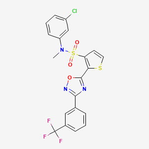 molecular formula C20H13ClF3N3O3S2 B2528592 N-(3-Chlorphenyl)-N-methyl-2-{3-[3-(Trifluormethyl)phenyl]-1,2,4-oxadiazol-5-yl}thiophen-3-sulfonamid CAS No. 1251543-61-9