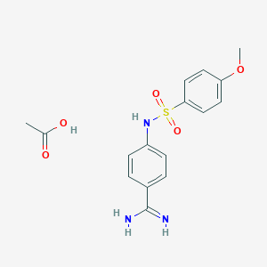 molecular formula C16H19N3O5S B2528597 乙酸；4-[(4-甲氧基苯基)磺酰胺基]苯甲酰亚胺酰胺 CAS No. 2580209-88-5