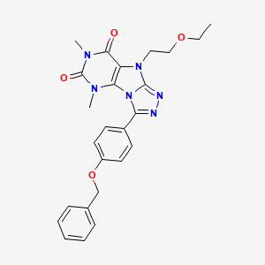 molecular formula C25H26N6O4 B2528603 5-(2-Ethoxyethyl)-1,3-dimethyl-8-(4-phenylmethoxyphenyl)purino[8,9-c][1,2,4]triazole-2,4-dione CAS No. 941904-13-8