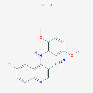 6-Chloro-4-((2,5-dimethoxyphenyl)amino)quinoline-3-carbonitrile hydrochloride