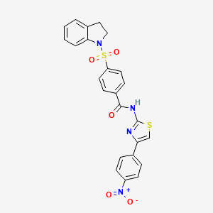 molecular formula C24H18N4O5S2 B2528610 4-(吲哚-1-磺酰基)-N-(4-(4-硝基苯基)噻唑-2-基)苯甲酰胺 CAS No. 361170-66-3