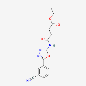 molecular formula C15H14N4O4 B2528611 Ethyl 4-((5-(3-cyanophenyl)-1,3,4-oxadiazol-2-yl)amino)-4-oxobutanoate CAS No. 1334368-44-3