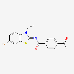 (E)-4-acetyl-N-(6-bromo-3-ethylbenzo[d]thiazol-2(3H)-ylidene)benzamide