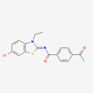 molecular formula C18H15BrN2O2S B2528617 (E)-4-乙酰基-N-(6-溴-3-乙基苯并[d]噻唑-2(3H)-亚基)苯甲酰胺 CAS No. 865544-34-9