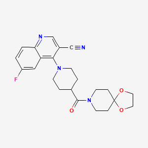 molecular formula C23H25FN4O3 B2528621 4-(4-(1,4-Dioxa-8-azaspiro[4.5]decane-8-carbonyl)piperidin-1-yl)-6-fluoroquinoline-3-carbonitrile CAS No. 1207000-58-5