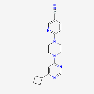 molecular formula C18H20N6 B2528628 6-[4-(6-Cyclobutylpyrimidin-4-yl)piperazin-1-yl]pyridine-3-carbonitrile CAS No. 2380067-44-5