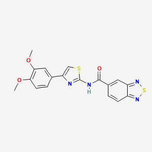 molecular formula C18H14N4O3S2 B2528632 N-(4-(3,4-dimethoxyphenyl)thiazol-2-yl)benzo[c][1,2,5]thiadiazole-5-carboxamide CAS No. 899524-35-7