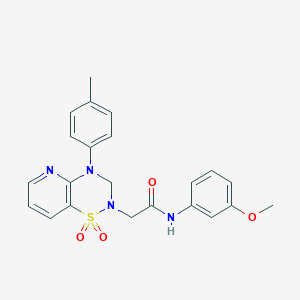 molecular formula C22H22N4O4S B2528649 2-(1,1-dioxido-4-(p-tolyl)-3,4-dihydro-2H-pyrido[2,3-e][1,2,4]thiadiazin-2-yl)-N-(3-methoxyphenyl)acetamide CAS No. 1251670-20-8