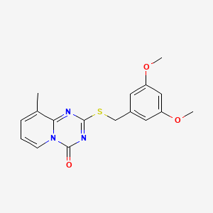 molecular formula C17H17N3O3S B2528666 2-[(3,5-Dimethoxyphenyl)methylsulfanyl]-9-methylpyrido[1,2-a][1,3,5]triazin-4-one CAS No. 896346-70-6