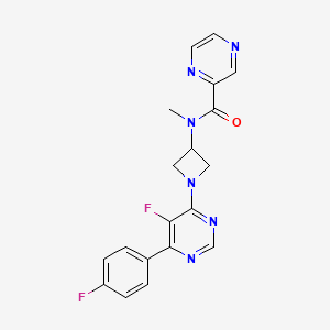 molecular formula C19H16F2N6O B2528668 N-[1-[5-Fluoro-6-(4-fluorophenyl)pyrimidin-4-yl]azetidin-3-yl]-N-methylpyrazine-2-carboxamide CAS No. 2380186-59-2
