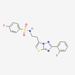 4-fluoro-N-(2-(2-(2-fluorophenyl)thiazolo[3,2-b][1,2,4]triazol-6-yl)ethyl)benzenesulfonamide