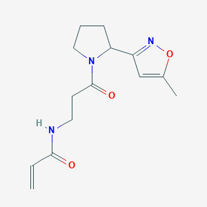 molecular formula C14H19N3O3 B2528685 N-[3-[2-(5-Methyl-1,2-oxazol-3-yl)pyrrolidin-1-yl]-3-oxopropyl]prop-2-enamide CAS No. 2361699-54-7