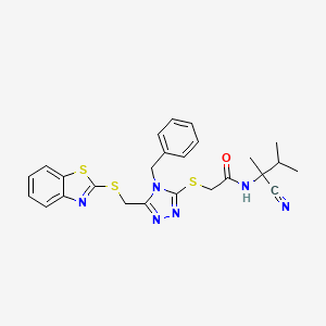 2-[[5-(1,3-benzothiazol-2-ylsulfanylmethyl)-4-benzyl-1,2,4-triazol-3-yl]sulfanyl]-N-(2-cyano-3-methylbutan-2-yl)acetamide