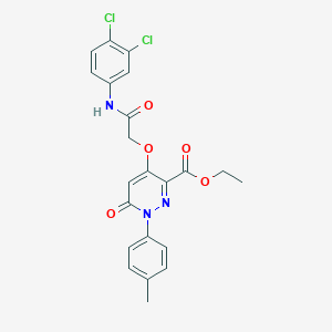 molecular formula C22H19Cl2N3O5 B2528688 Ethyl 4-(2-((3,4-dichlorophenyl)amino)-2-oxoethoxy)-6-oxo-1-(p-tolyl)-1,6-dihydropyridazine-3-carboxylate CAS No. 899975-74-7