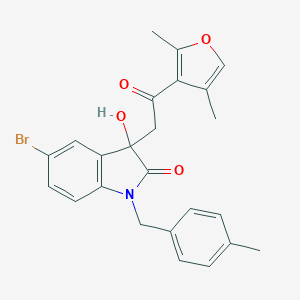 molecular formula C24H22BrNO4 B252870 5-bromo-3-[2-(2,4-dimethyl-3-furyl)-2-oxoethyl]-3-hydroxy-1-(4-methylbenzyl)-1,3-dihydro-2H-indol-2-one 