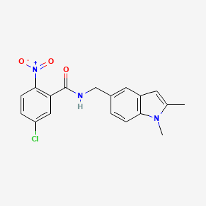 molecular formula C18H16ClN3O3 B2528702 5-chloro-N-((1,2-dimethyl-1H-indol-5-yl)methyl)-2-nitrobenzamide CAS No. 863001-94-9