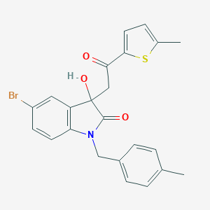 molecular formula C23H20BrNO3S B252871 5-bromo-3-hydroxy-1-(4-methylbenzyl)-3-[2-(5-methyl-2-thienyl)-2-oxoethyl]-1,3-dihydro-2H-indol-2-one 